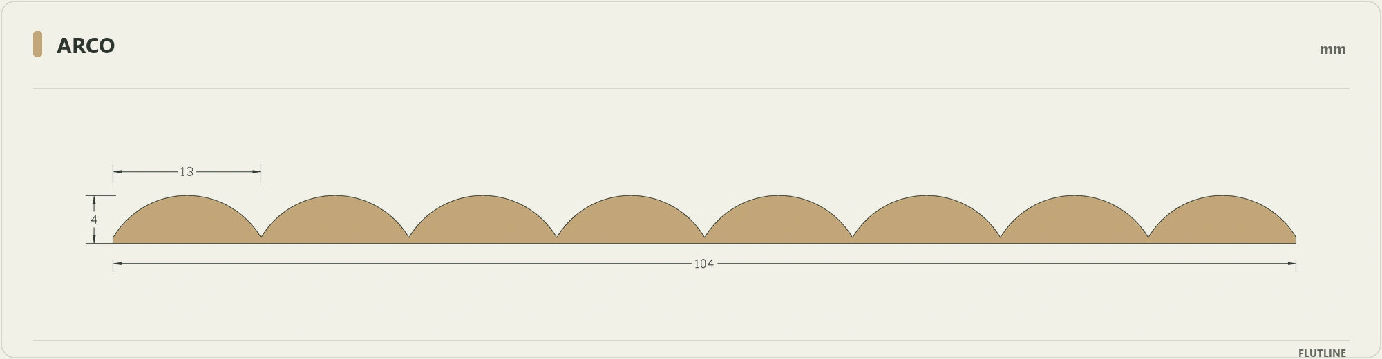Arco technical profile cross-section with dimensions in millimetres
